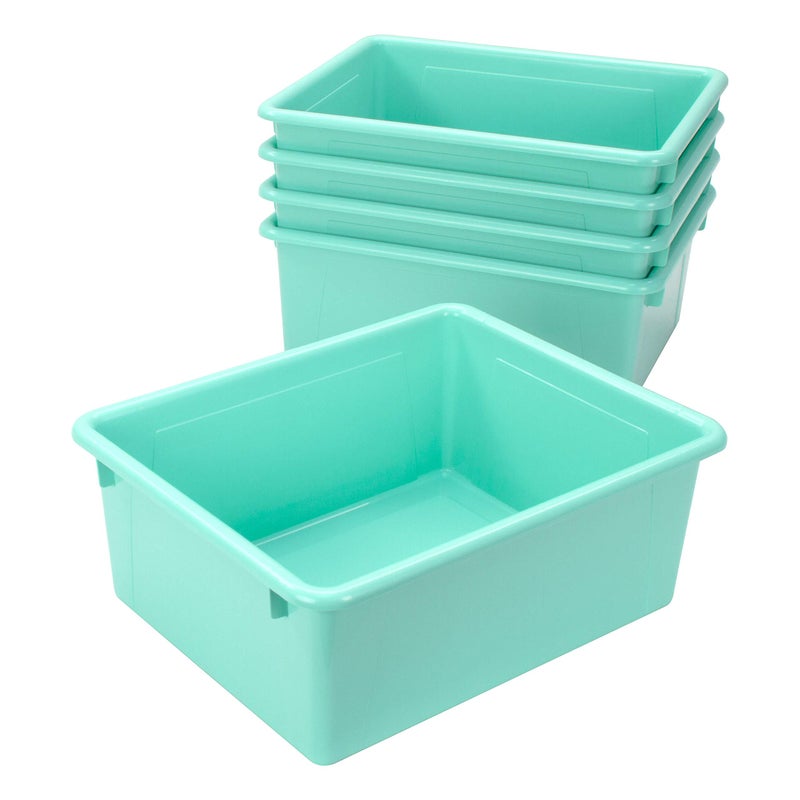 Storex Letter Size Deep Storage Tray â€“ Organizer Bin for Classroom, Office and Home, Teal, 5-Pack (62529U05C) - Image 3